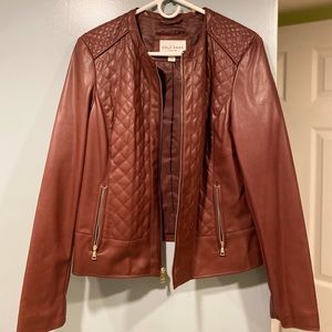 Cole Han Burgundy Leather Jacket | Size L